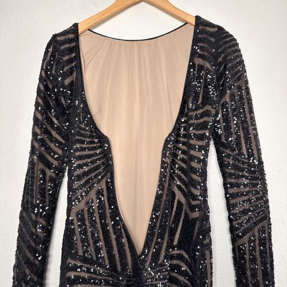 Dress the Population “Lola” Geometric Sequin Black Dress S - Picture 12 of 12